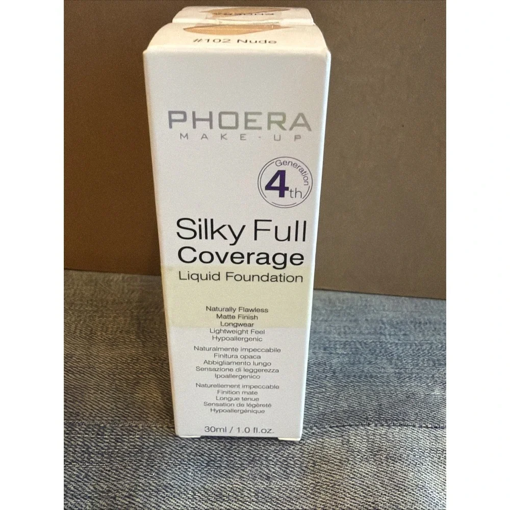 2 Pack PHOERA Foundation,Full Coverage Foundation 102 Nude NIB